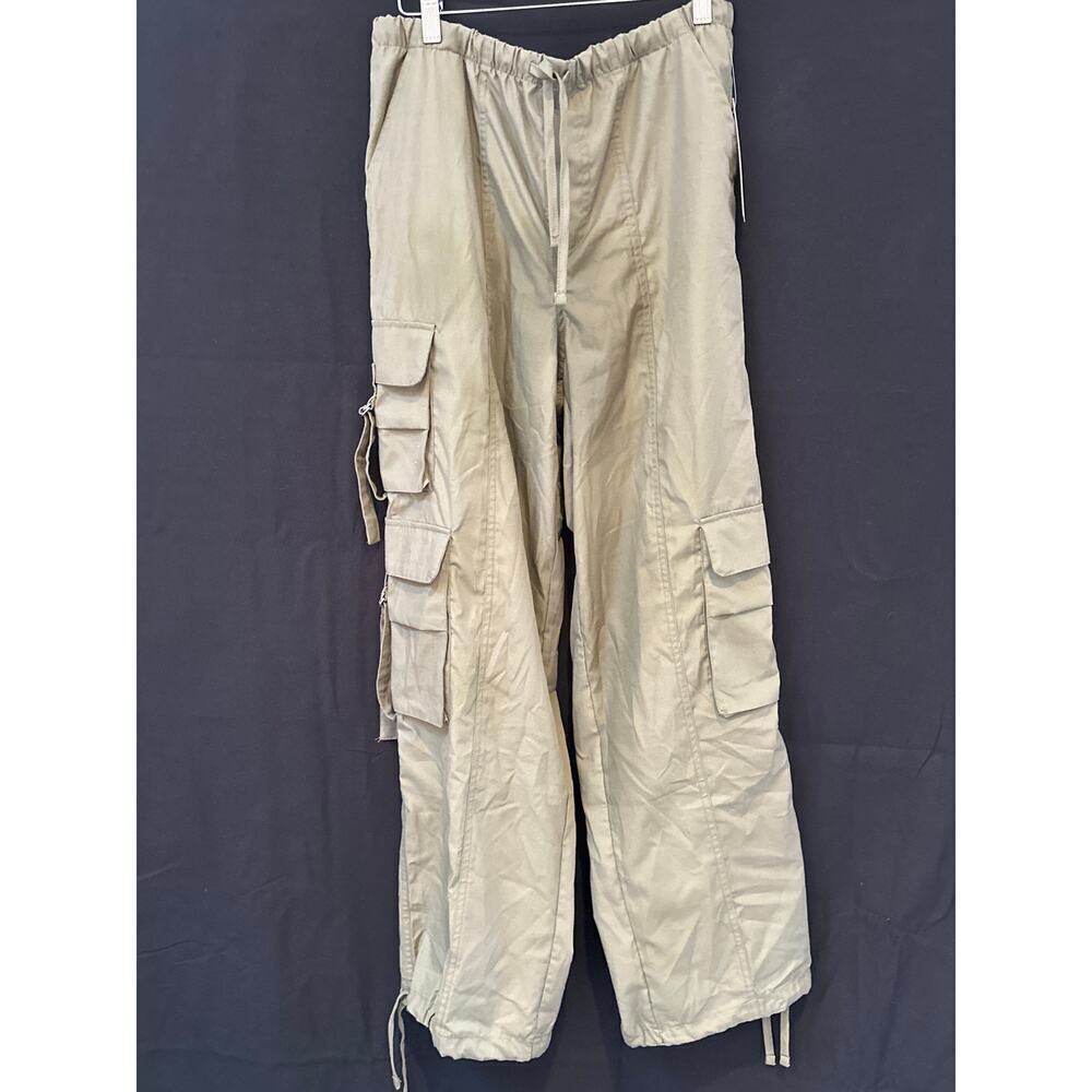 Love Mood L Olive Cargo Pants Elastic Waist & Ankle Drawstrings